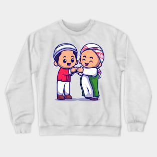 Couple Muslim Men Shaking Hands Cartoon Crewneck Sweatshirt